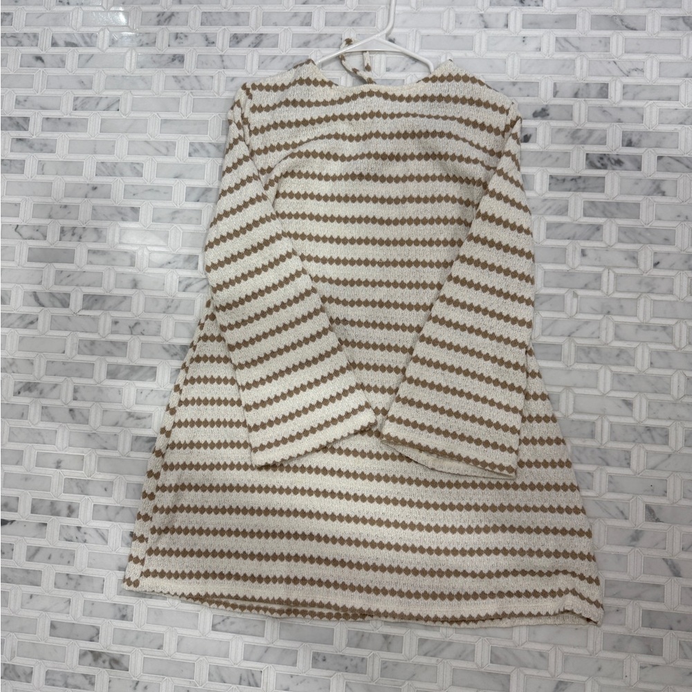 H&M Striped Mini Dress - Cream and Brown